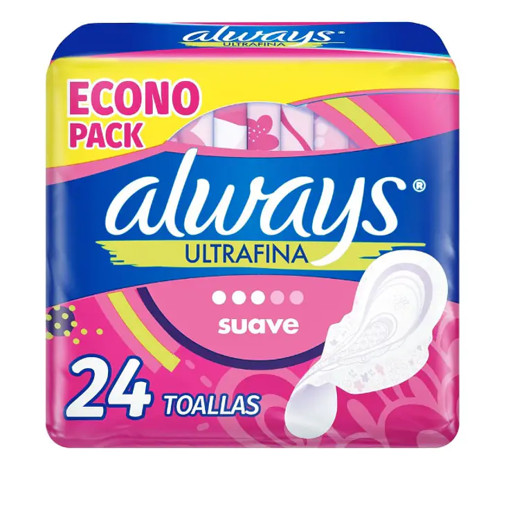 Always Toalla Ultrafina suave flujo abundante con alas 24 Unidades. 1