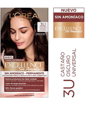 Tintura permanente Excellence sin amoníaco 3U Castaño oscuro. L'oréal