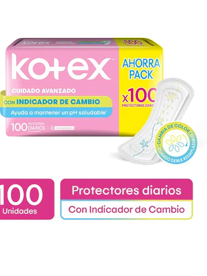 Protectores diarios Kotex con indicador 100 Unidades.