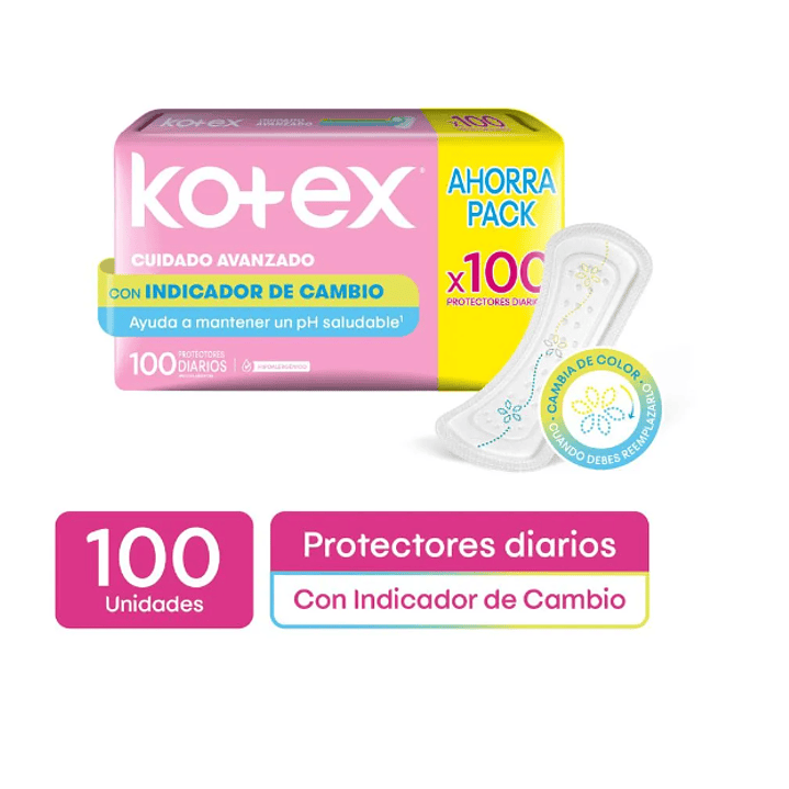 Protectores diarios Kotex con indicador 100 Unidades. 1