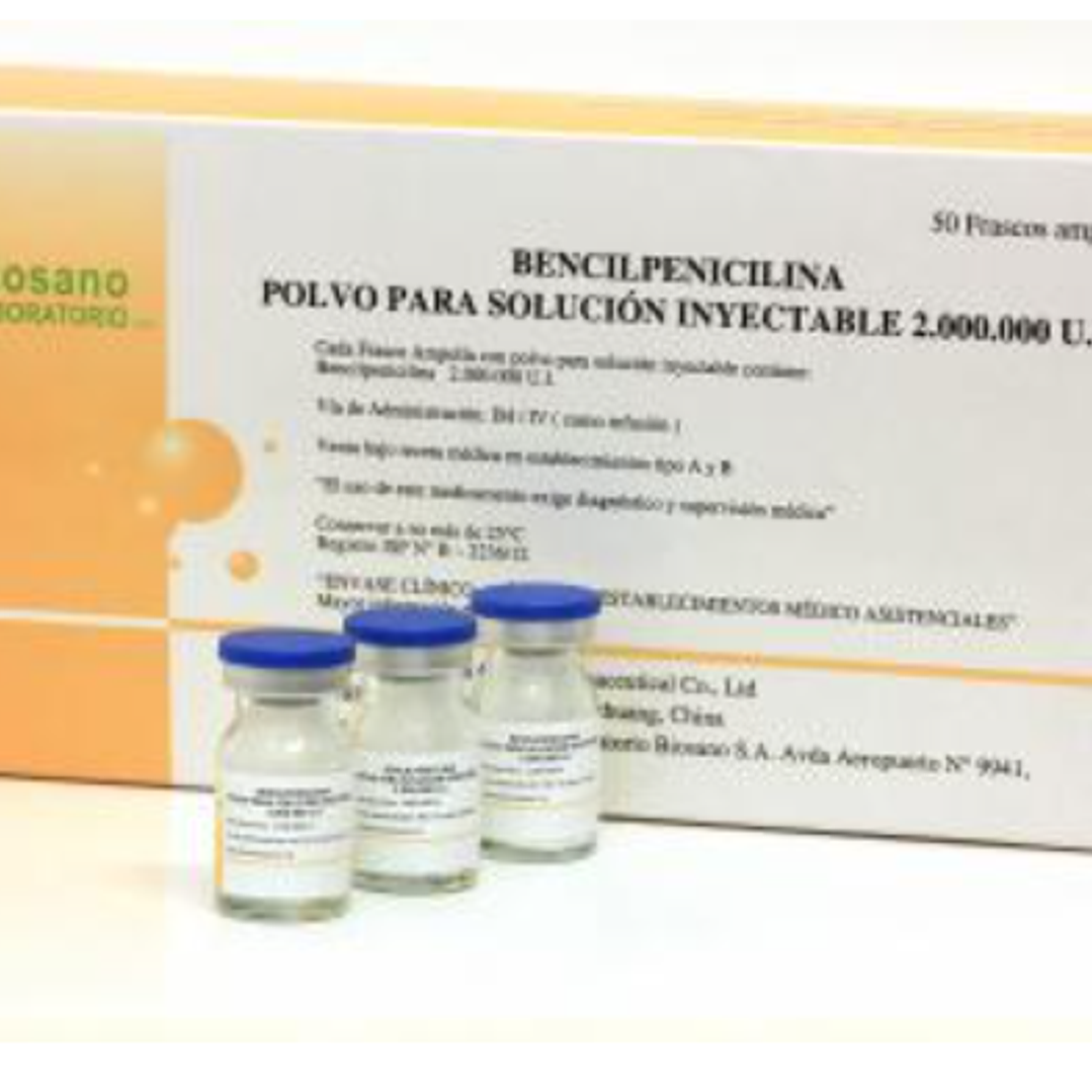 Bencilpenicilina Polvo para solución inyectable 2.000.000 UI 50 Ampollas. Biosano 1