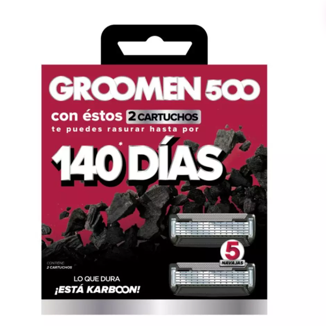 Groomen 500 Cartuchos de repuesto  Máquina de afeitar 2 Unidades. 1