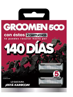 Groomen 500 Cartuchos de repuesto  Máquina de afeitar 2 Unidades.