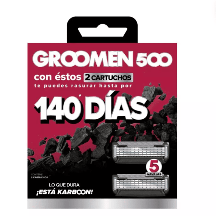 Groomen 500 Cartuchos de repuesto  Máquina de afeitar 2 Unidades. 1