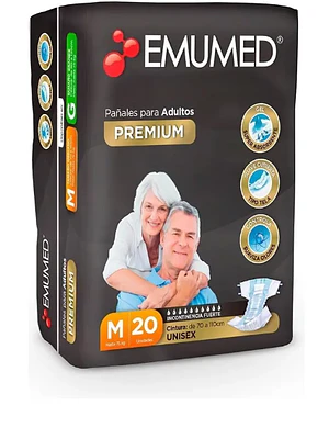 Emumed Pañal adulto Premium M 20 Unidades.