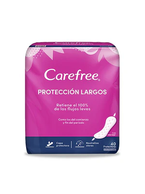 Protectores diarios Carefree Largos 40 Unidades.