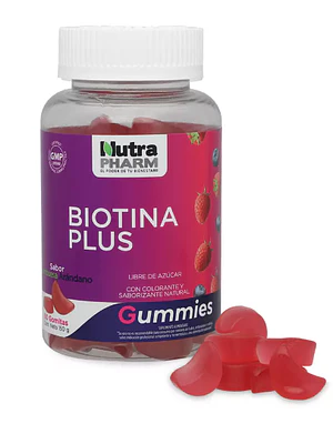 Biotina Plus Frambuesa arándano 60 Gomitas. Nutra Pharm