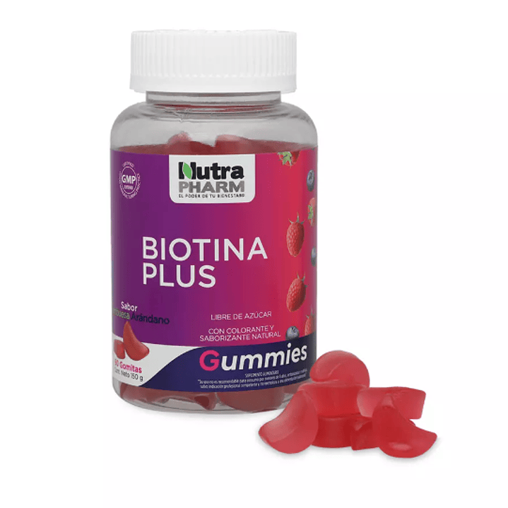 Biotina Plus Frambuesa arándano 60 Gomitas. Nutra Pharm 1