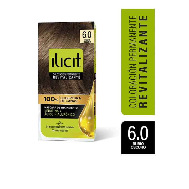 Tinte para el cabello Ilicit Revitalizante 6.0 Rubio oscuro. 1
