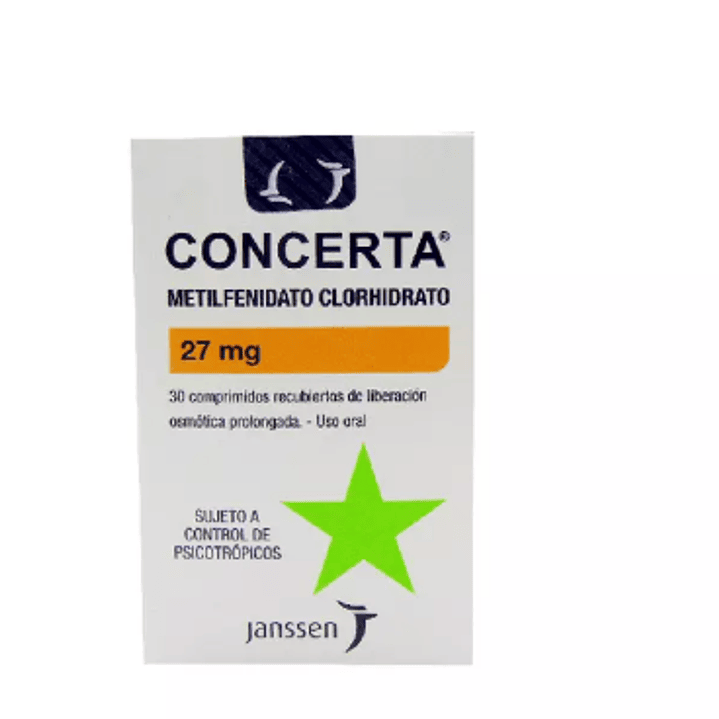 Concerta Metilfenidato 27 mg 30 Comrimidos. Medicamento controlado, venta presencial. 1