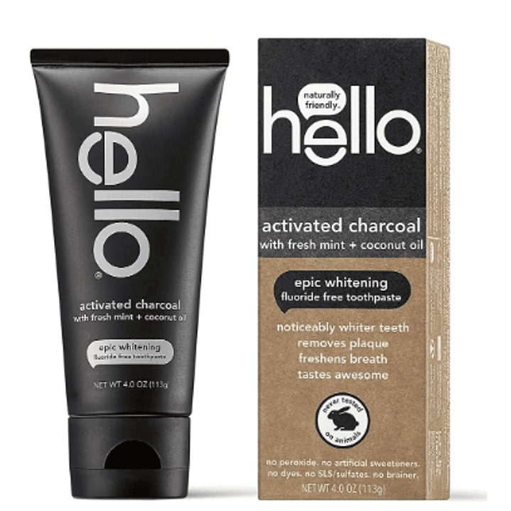 Pasta dental hello Carbón activado con flúor 113 g. 1