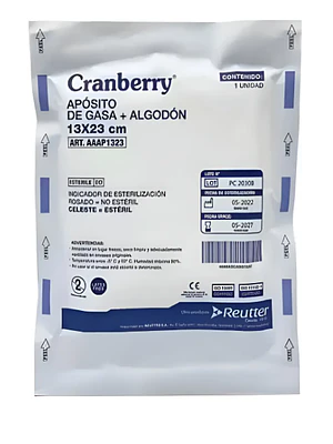 Apósito gasa+ algodón estéril 13x23 cm 10 Unidades. Cranberry Reutter