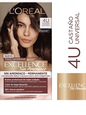 Tintura permanente Excellence sin amoníaco 4U Castaño. L'oréal