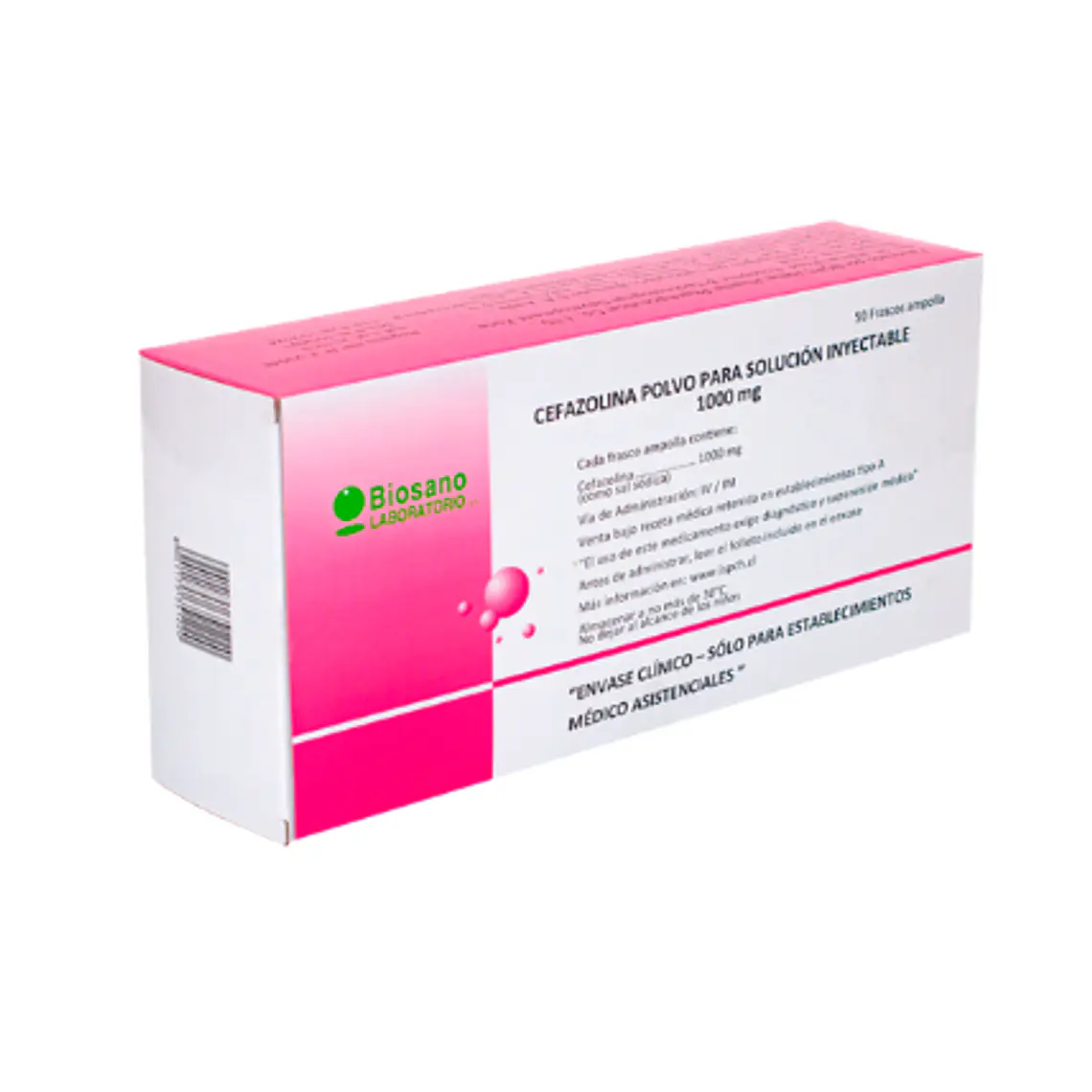 Cefazolina 1 g Solución inyectable 10 Ampollas. Biosano. 1