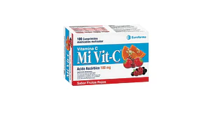 Ácido ascórbico 100 mg Frutos rojos 100 Comprimidos masticables.