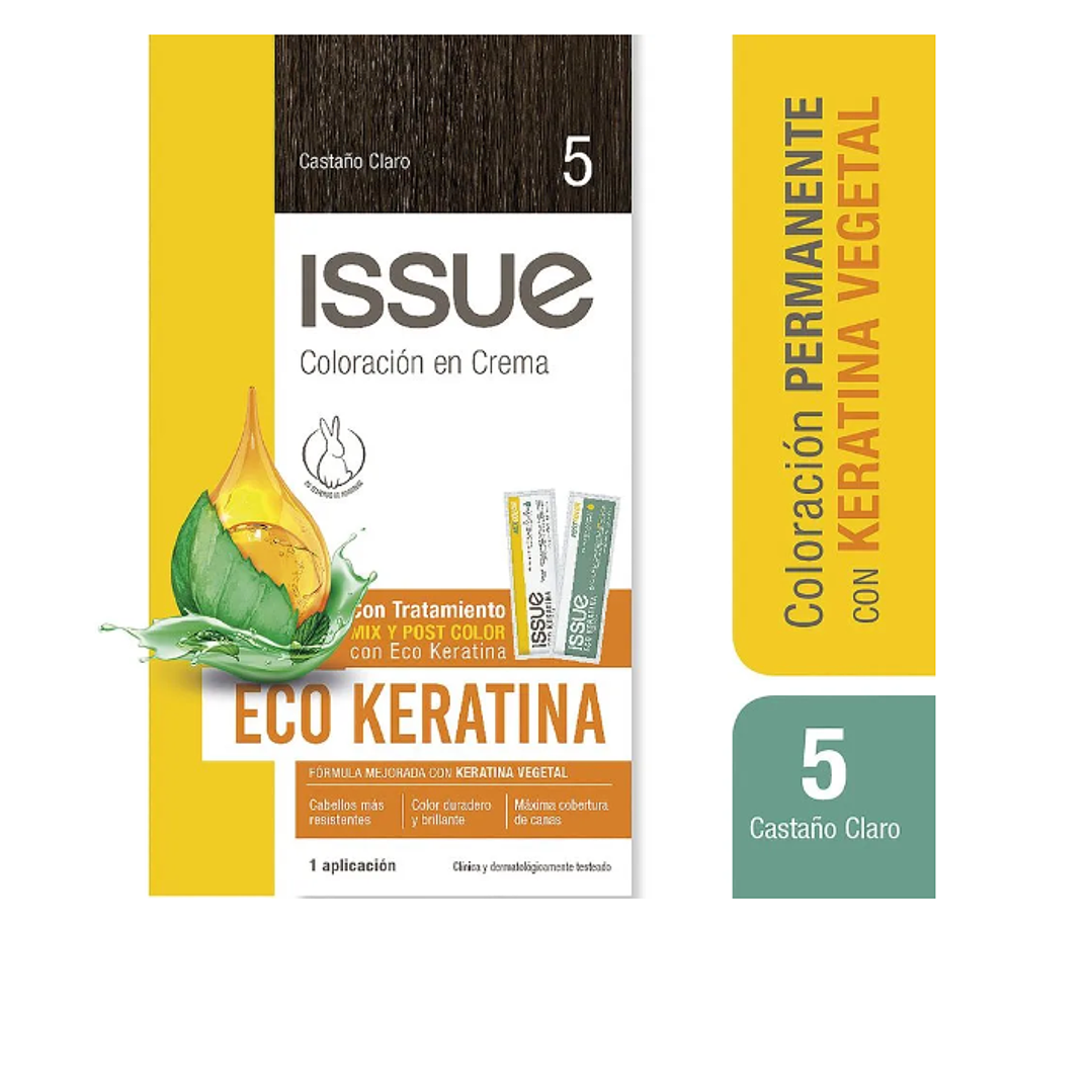 Tintura Issue Eco keratina Kit N°5 Castaño claro. 1