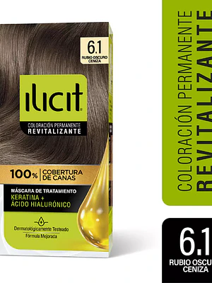Tinte para el cabello Ilicit Revitalizante 6.1 Rubio oscuro ceniza.