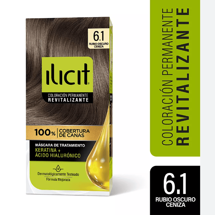 Tinte para el cabello Ilicit Revitalizante 6.1 Rubio oscuro ceniza. 1