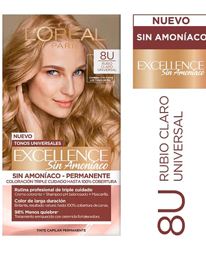 Tintura permanente Excellence sin amoníaco 8U. Rubio claro. L'oréal