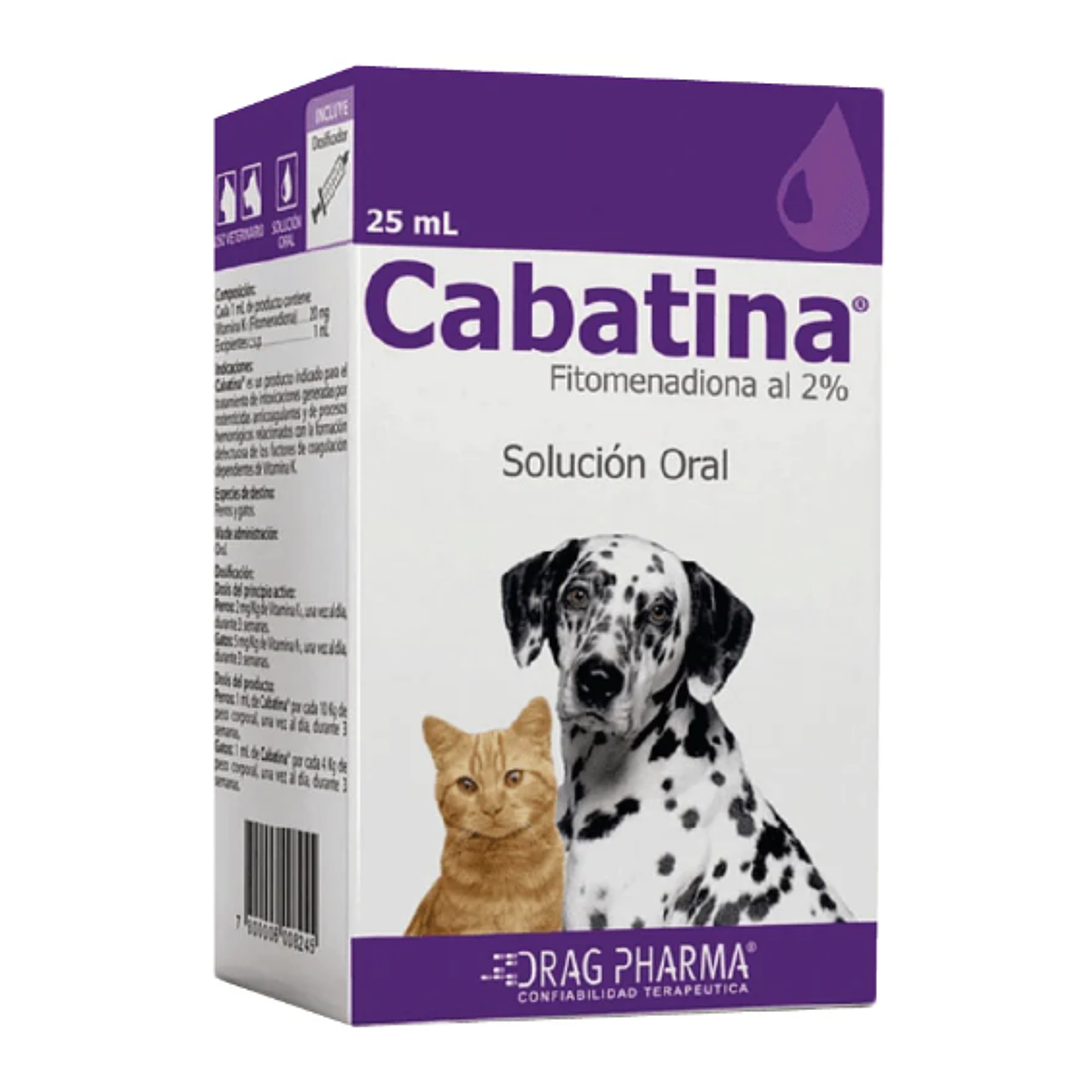 Cabatina Fitomenadiona 2 % Solución oral 25 ml. Uso veterinario 1