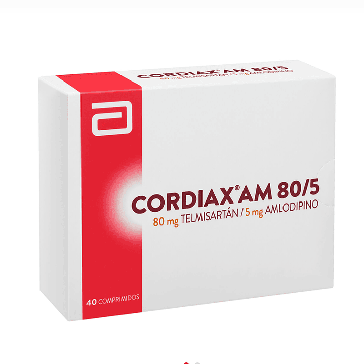 Cordiax AM Telmisartán, Amlodipino 80/5 mg 40 Comprimidos. 1