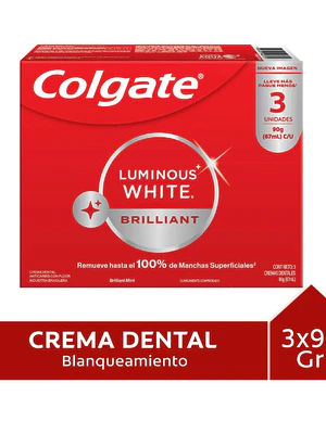 Crema dental Colgate Luminous White 90 g Pack 3 Unidades.