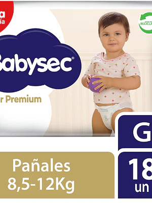 Pañal Babysec Super premium G 18 Unidades.