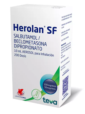 Herolan SF Salbutamol, Beclometasona Inhalador 200 Dosis.