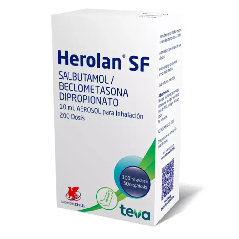 Herolan SF Salbutamol, Beclometasona Inhalador 200 Dosis. 1