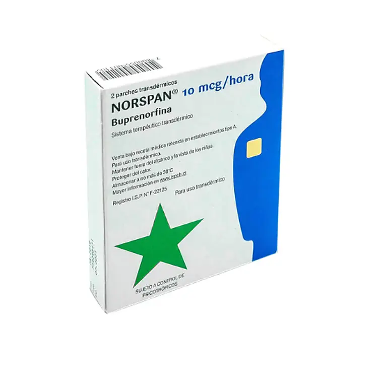 Norspan  Buprenorfina 10 mcg 2 Parches. Medicamento controlado, venta presencial. 1