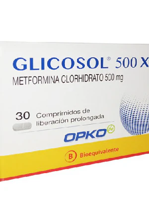 Glicosol XR (B) Metformina 500 mg 30 Comprimidos.