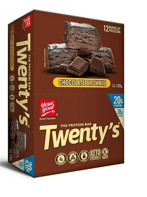 Barra de Proteína Chocolate Brownie 60 g 12 Unidades. Twentys