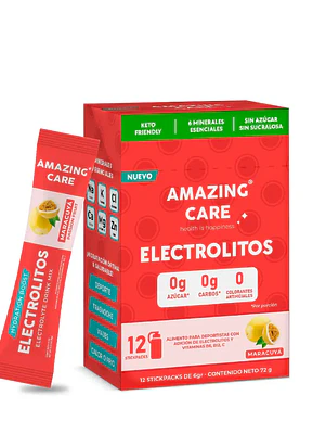 Amazing care Electrolitos en polvo saber Maracuyá 12 Stick.