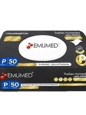 Emumed Toalla húmeda adultos 50 Unidades.