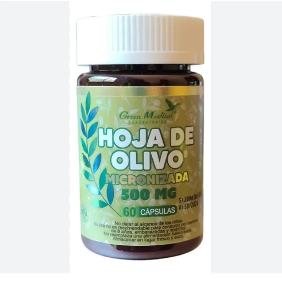 Hoja de olivo 500 mg 60 Cápsulas. Green Medical 1