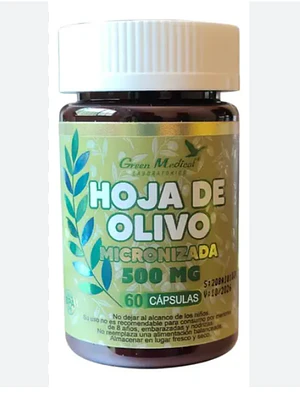 Hoja de olivo 500 mg 60 Cápsulas. Green Medical