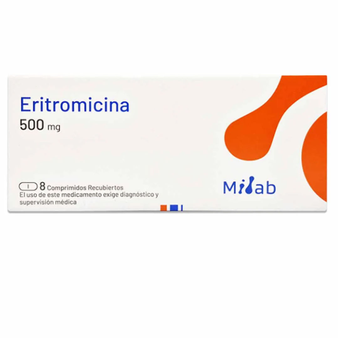 Eritromicina 500 mg 8 Comprimidos recubiertos. Mintlab 1