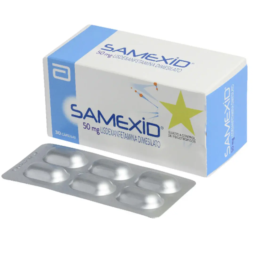 Samexid Lisdexanfetamina 50 mg 30 Cápsulas.  Medicamento controlado, venta presencial 1
