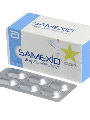 Samexid Lisdexanfetamina 50 mg 30 Cápsulas.  Medicamento controlado, venta presencial