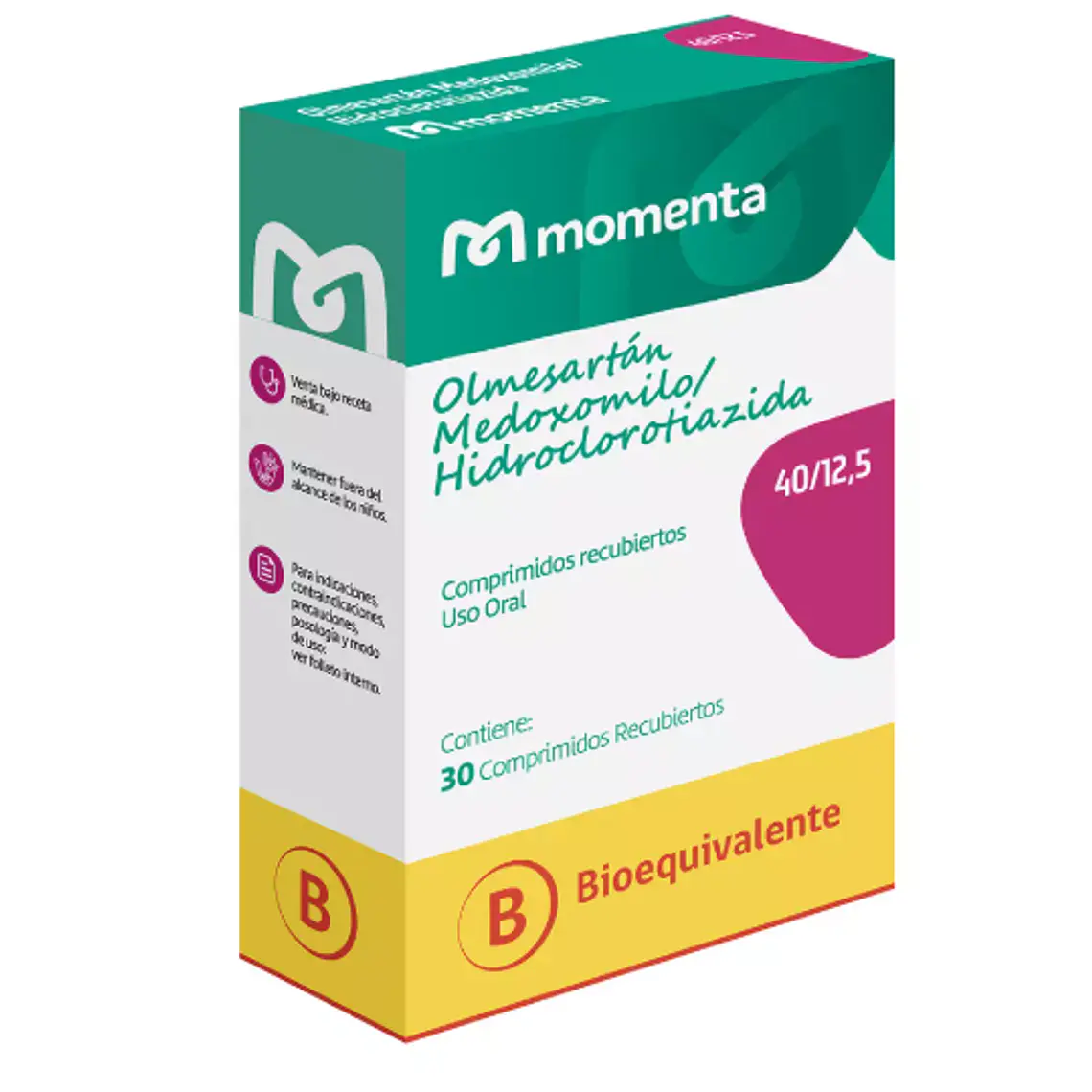 Olmesartan, Hidroclorotiazida 40/12.5 mg 30 Comprimidos recubiertos. 1