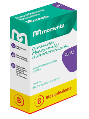 Olmesartán, Hidroclorotiazida 20/12,5 mg 30 Comprimidos recubiertos.