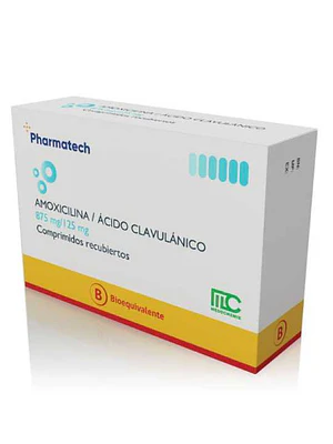Amoxicilina, Ácido clavulánico (B)  875/125 mg 14 Comprimidos. Pharmatech 