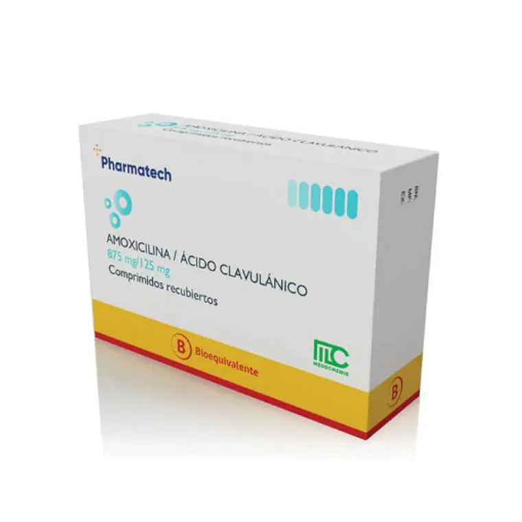 Amoxicilina, Ácido clavulánico (B)  875/125 mg 14 Comprimidos. Pharmatech  1