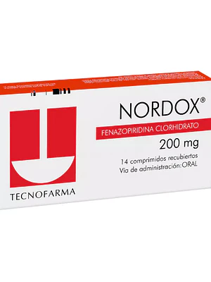 Nordox Fenazopiridina 200 mg 14 Comprimidos recubiertos.