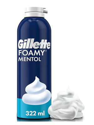 Gillette Espuma de afeitar Foamy mentol 322 ml.