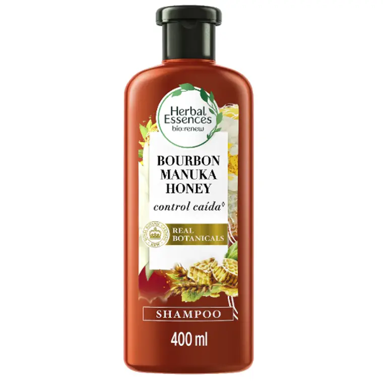 Herbal Essences Shampoo Bourbon manuka honey Control caída 400 ml. 1