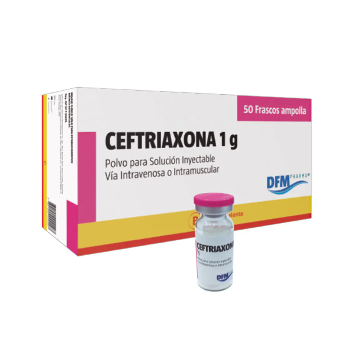 Ceftriaxona 1 g Polvo para solución inyectable Caja de 50 Ampollas. Difem 1