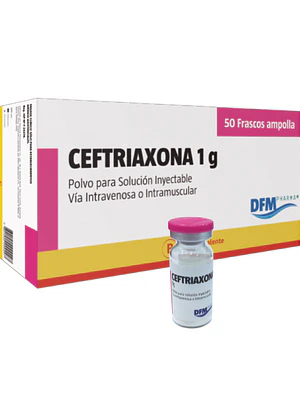 Ceftriaxona 1 g Polvo para solución inyectable Caja de 50 Ampollas. Difem