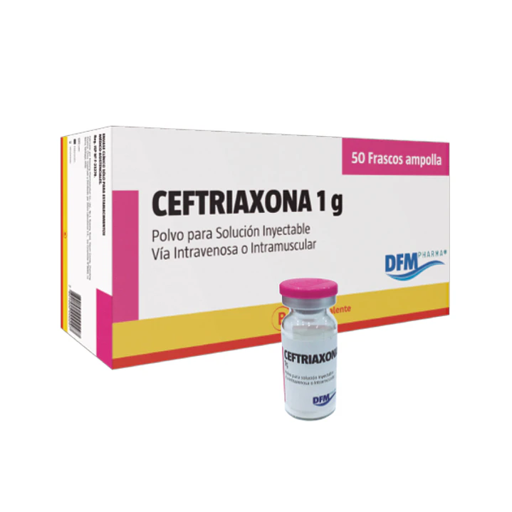 Ceftriaxona 1 g Polvo para solución inyectable Caja de 50 Ampollas. Difem 1