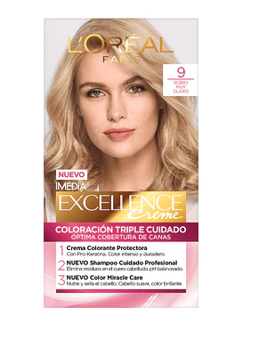 Coloración Excellence Creme 9 Rubio muy claro. L'oréal